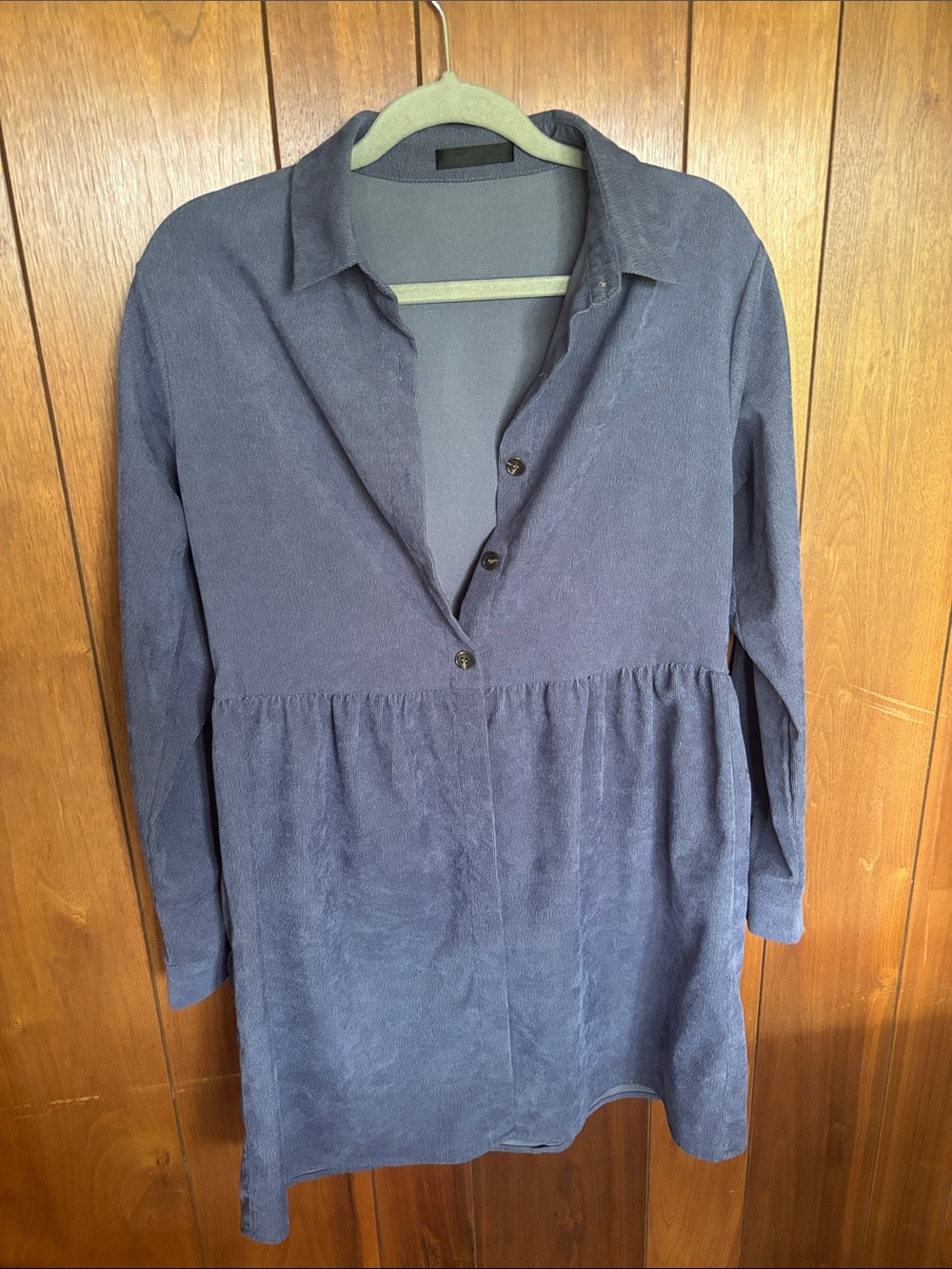 Women's Navy Button-Up Peplum Tunic Top